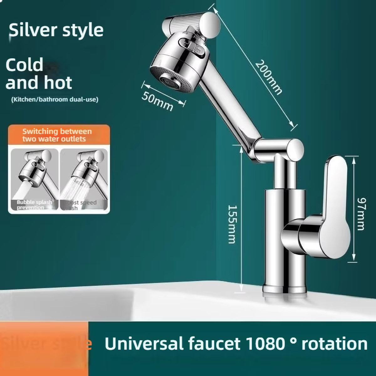 Revolutionary 1080° Rotating Kitchen and Bathroom Faucet - Multifunctional Cold and Hot Water Tap for Effortless Cleaning